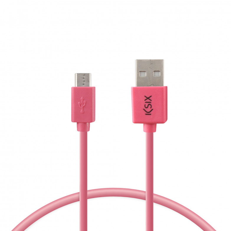 USB-A to Micro-USB Ksix 12 W charge and data cable, 1 m, Pink