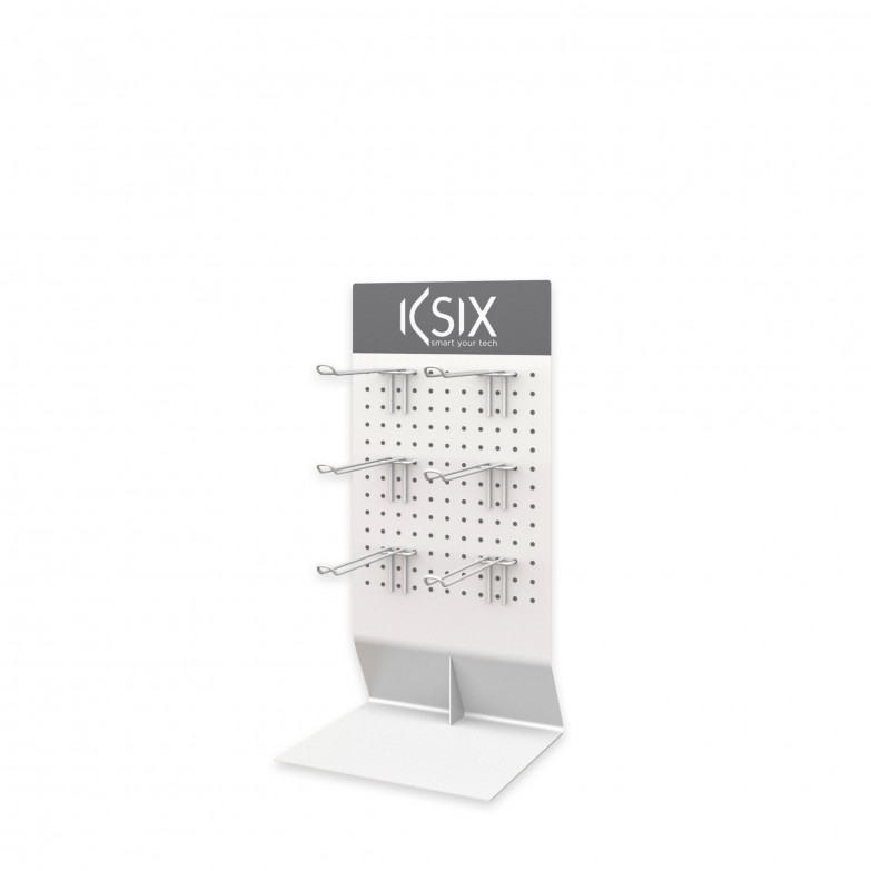 Ksix POS Display for Counter, 30x25x60 cm, Metal, with stand, 6 Removable hooks