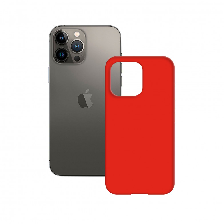 Funda semirrígida para iPhone 14 Pro, Antideslizante, Interior microfibra, Compatible carga inalámbrica, Rojo, Packaging Free