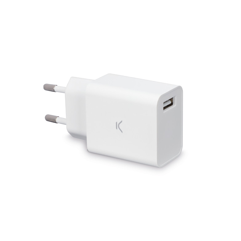 Cargador de red Ksix 12 W, Puerto USB-A, Blanco