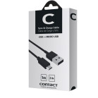 Cable de carga y datos USB-A a Micro-USB Contact 20 W, Carga rápida, 1 m, Negro