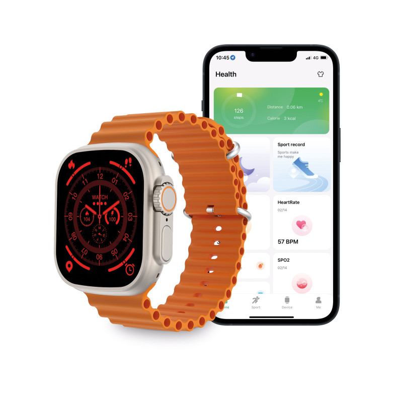 Smartwatch Ksix Urban Plus, Pantalla 2,05 Multitáctil, Aut. 5días, Modos  deporte/salud, Asistentes de voz, Sumergible, Naranja