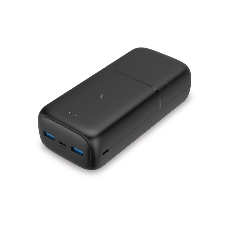 Ksix Supra 30.000 mAh powerbank, 20 W, Power Delivery, USB-A to USB-C cable included, Simultaneous charging, Black