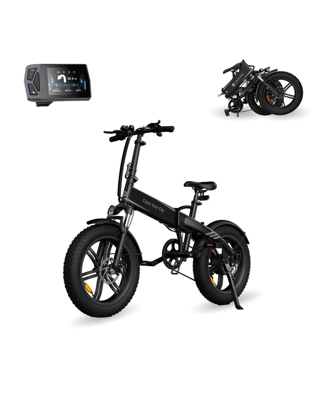 Bicicleta eléctrica plegable Xiaomi ADO A20F Beast, App, Aut 120km, 7  velocidades, Frenos hidráulicos, Pantalla IPX7