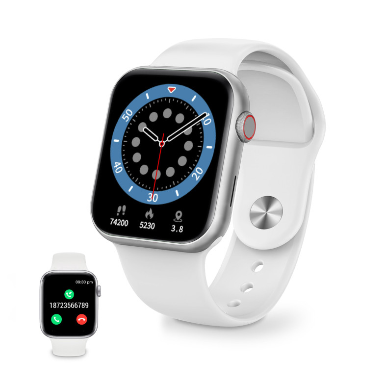Smartwatch Ksix Urban 3, 1.69" Táctil, 10 días, Correas compatibles Apple, Monitoreo Salud, Modos deporte, Sumergible, Blanco