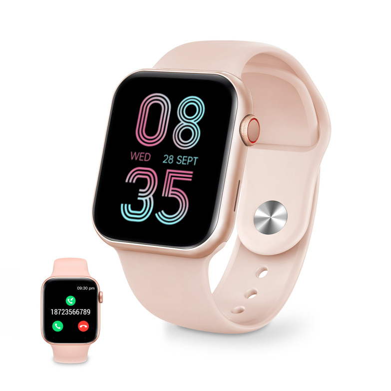 Smartwatch Ksix Urban 3, 1.69" Táctil, 10 días, Correas compatibles Apple, Monitoreo Salud, Modos deporte, Sumergible, Rosa