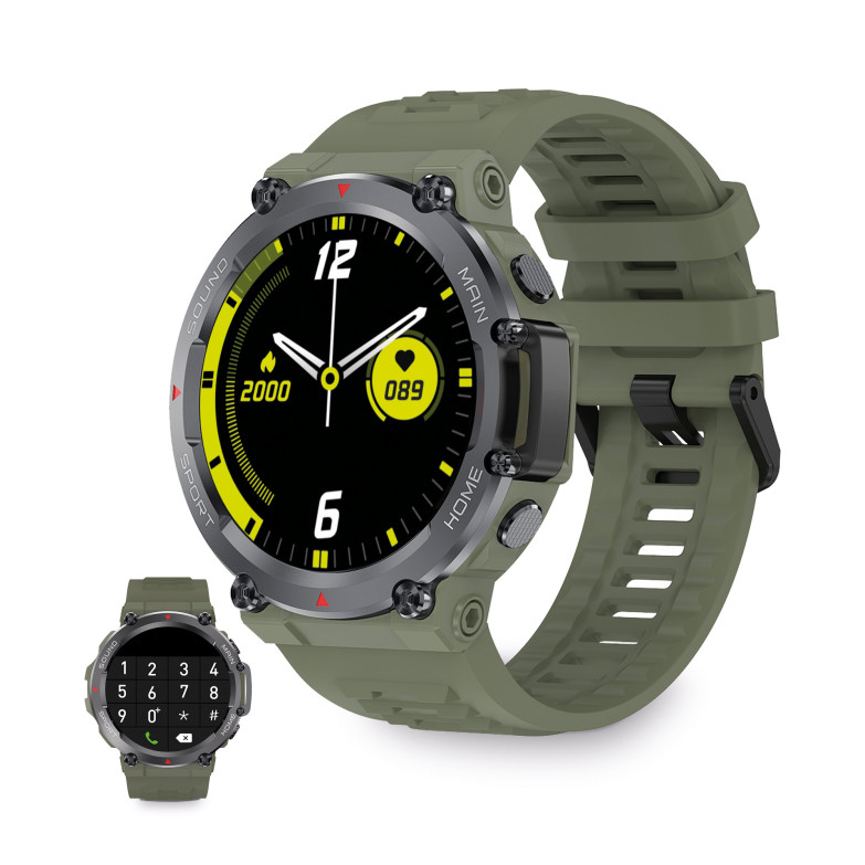 Ksix Oslo Smartwatch, 1,5" Multitouch Display, 5 days Aut., Multisport and Health Modes, Voice Assistants, Waterproof, Green