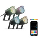 Set of 4 KSIX SmartLED outdoor spotlights, WiFi+APP included, 18W, 900 lumens, RGBWIC, IP65, Extendable, Ground stakes included