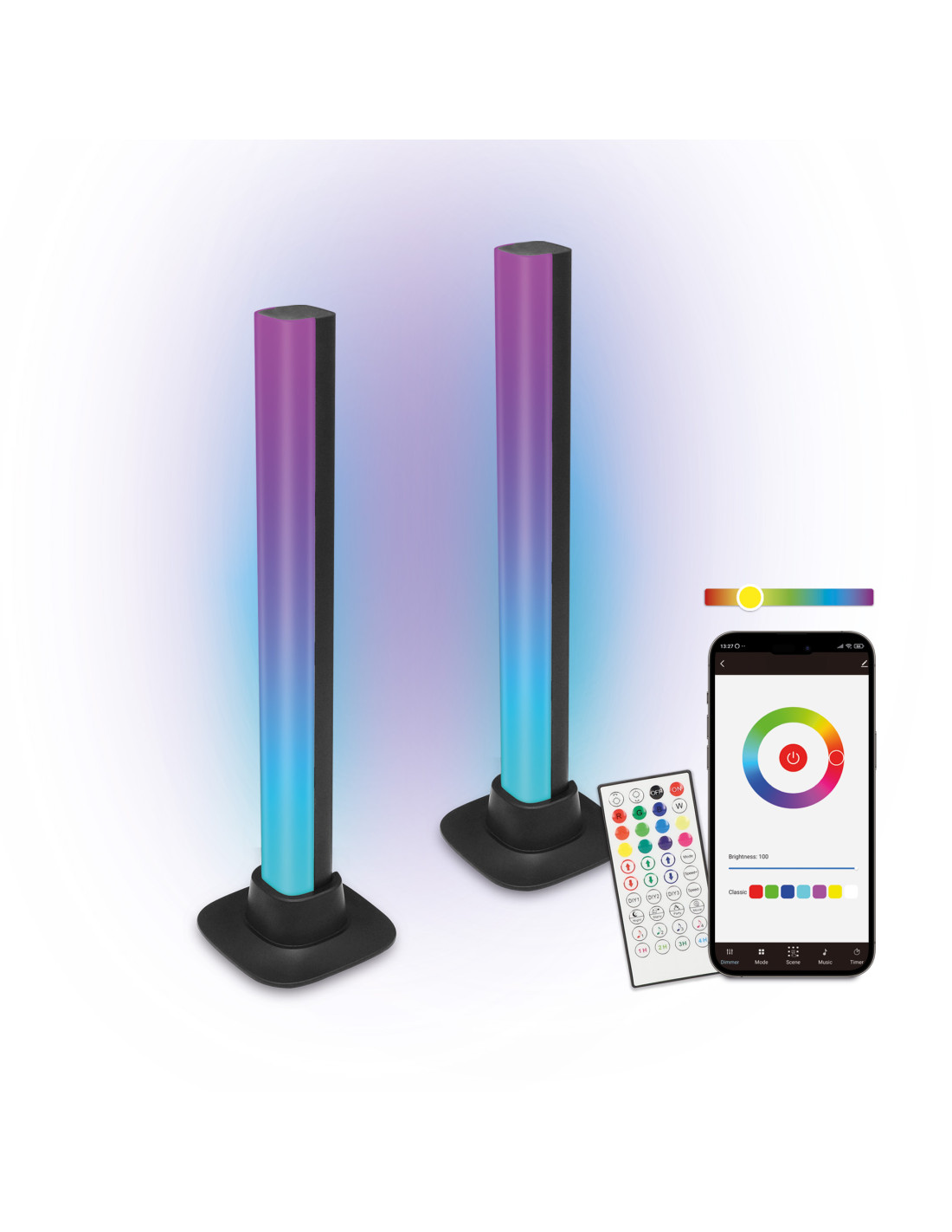 Tiras LED inteligentes para TV Ksix AmbiGlow, Sensor de color, TV 55 a 75”,  RGB, Modos