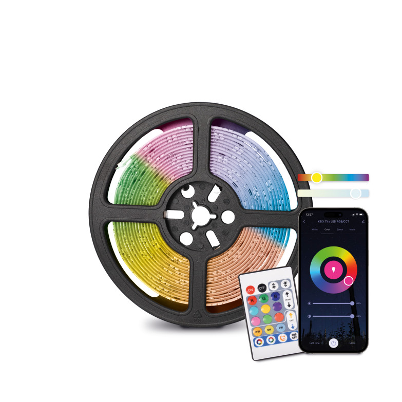 Tira SmartLED Ksix 5m, Recortable, 900 lm, Sincroniza música, App Compatible con Alexa, Google Home, Siri, Colores RGB+CCT