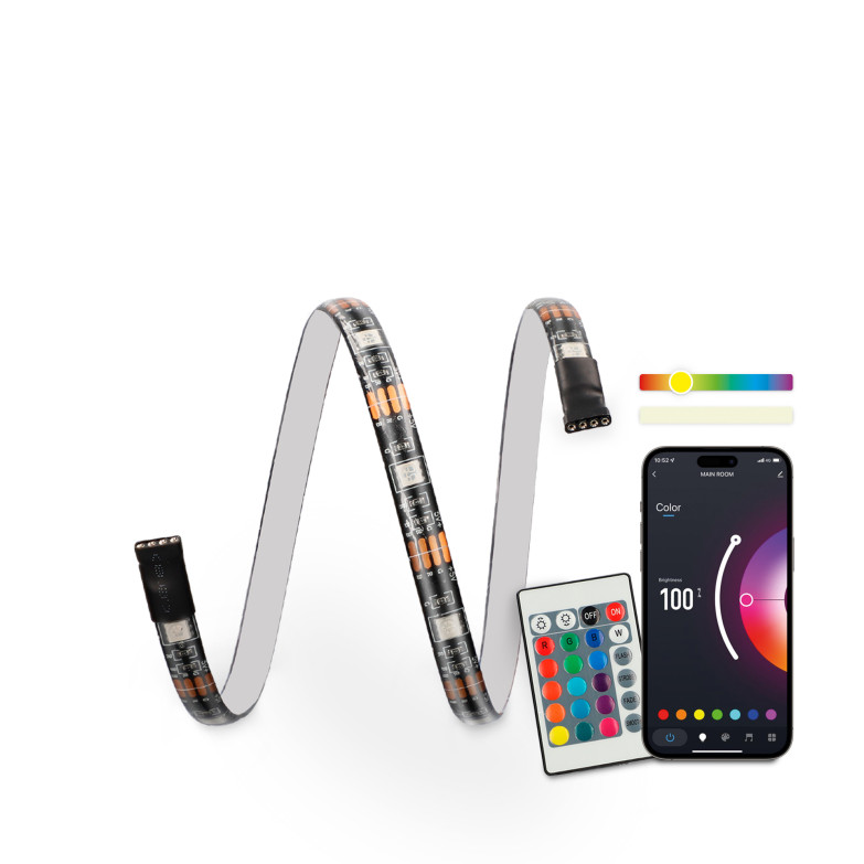 Tiras LED de colores para TV Ksix, App incluida, Control remoto, 16 colores RGB, 4 modos
dinámicos, 6 tiras x 53 cm