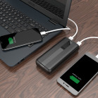 Contact powerbank 20,000 mAh, Lithium polymer, 10,5 W, Simultaneous charging, USB-A to USB-C cable included, Black