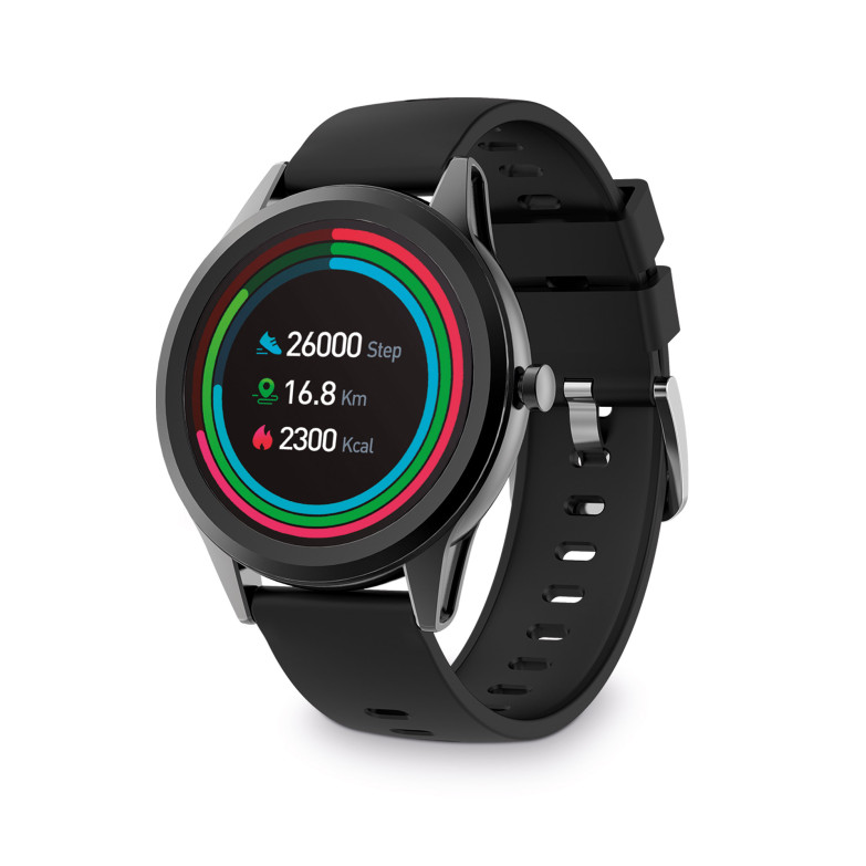 Ksix Globe smartwatch, Ultra thin 1,28" Multitouch Display, BT 5.0+BLE, 5 days, Monitoring, Waterproof, Metallised grey