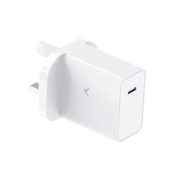 Cargador de red Ksix 30 W, PPS, Power Delivery, Carga ultra rápida,  Puerto USB-C, Blanco