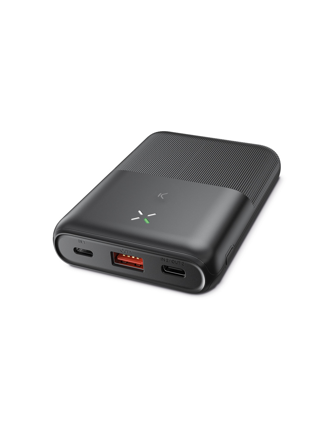 Powerbank Ksix Mini 10.000 mAh, Polímero de litio, 10 W, Cable USB-A a  USB-C incluido, Carga simultánea, Negro