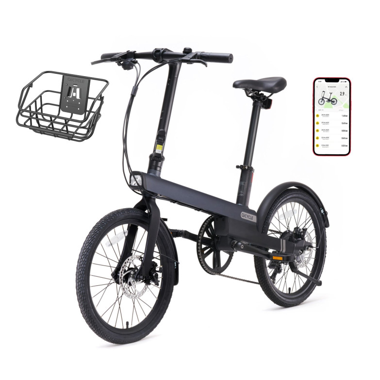 Bicicleta eléctrica urbana Xiaomi QiCYCLE C2, App, Pedaleo asistido, Autonomía 65km, 8 vel., Pantalla LED, Cesta incl, Negro