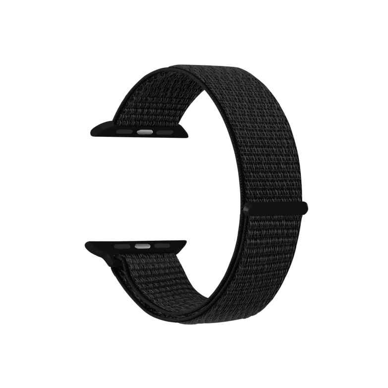 Interchangeable nylon strap compatible with Apple Watch 42/44/45mm and Ksix Urban 4 y Urban Plus, Black