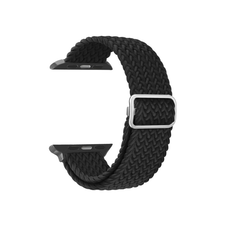 Interchangeable braided nylon strap compatible with Apple Watch 42/44/45mm and Ksix Urban 4 y Urban Plus, Black