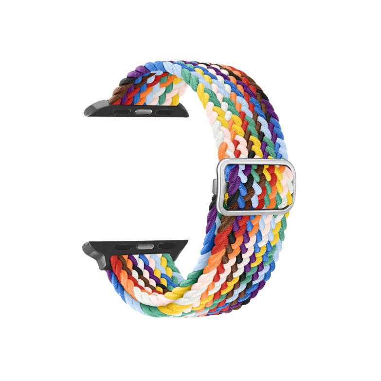 Interchangeable braided nylon strap compatible with Apple Watch 42/44/45mm and Ksix Urban 4 y Urban Plus, Rainbow