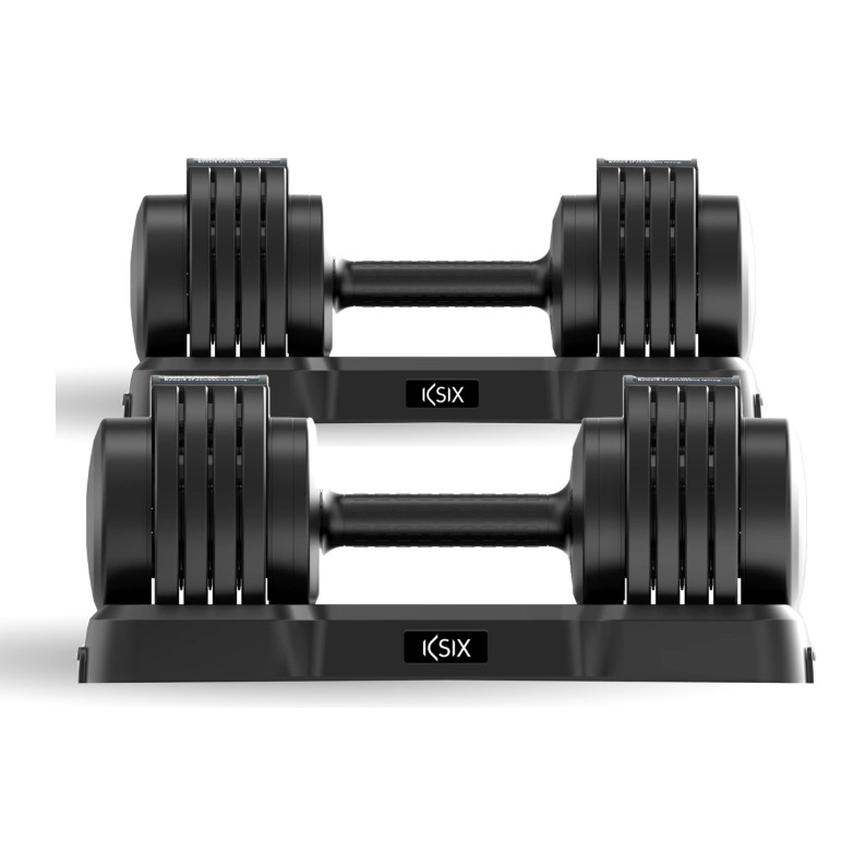 Adjustable Dumbbell 25 kg Ksix, Pack 2, Q235 Steel, 8 discs included, Ergonomic grip, Compact design