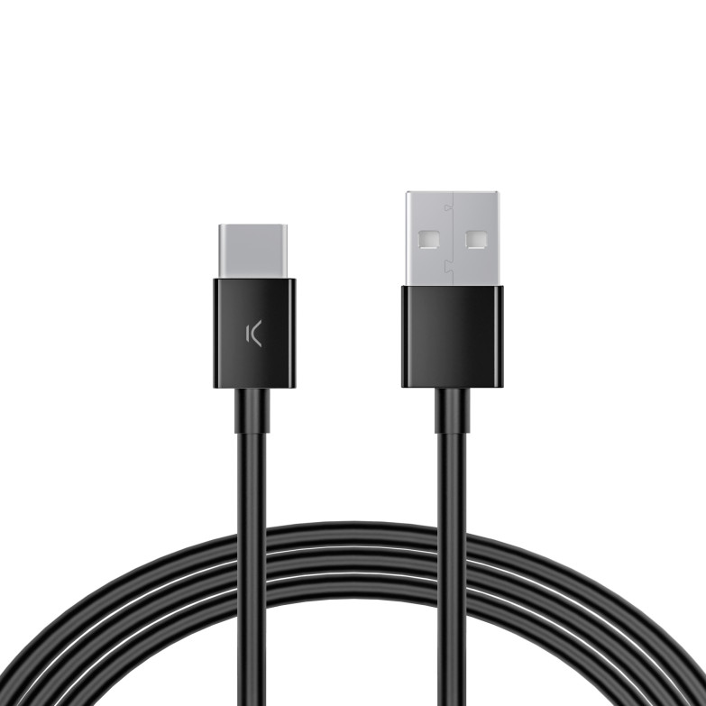 USB-A to USB-C Ksix 25 W charge and data cable, Fast charge, 3 m, Black