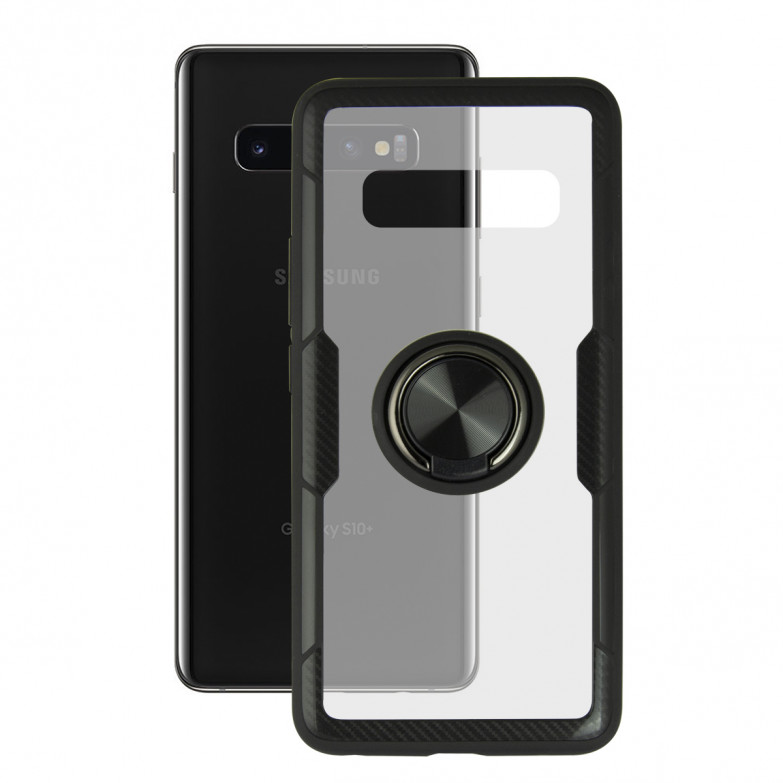 Ksix 360 Ring Case With Magnet For Galaxy S10 Plus Transparent Black