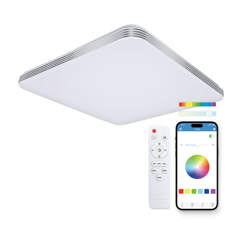 Plafón SmartLED Ksix Twilight, RGBIC + CCT, 47,5 cm, 7.700 lm, 70 W, App iLink, Blanco