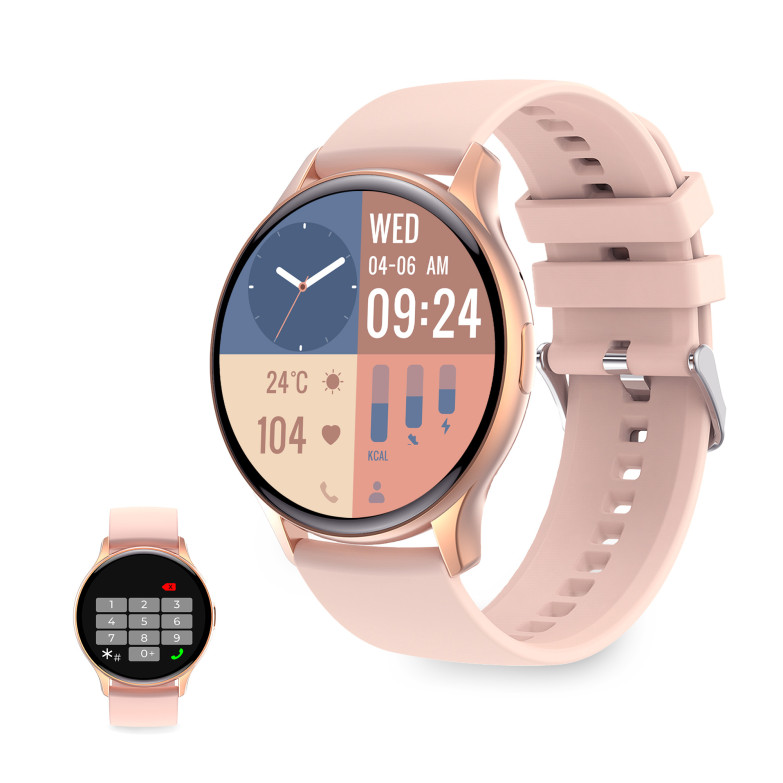 Ksix Core smartwatch, AMOLED 1,43” display, 5 days aut., Health and sport modes, Calls, Voice assistants, Submersible, Pink