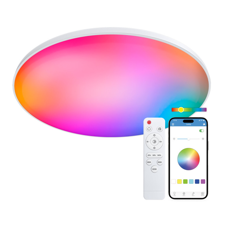 Ksix Halo SmartLED panel, RGBIC + CCT, 47 cm diameter, 6.500 lm, 60 W, iLink app, White