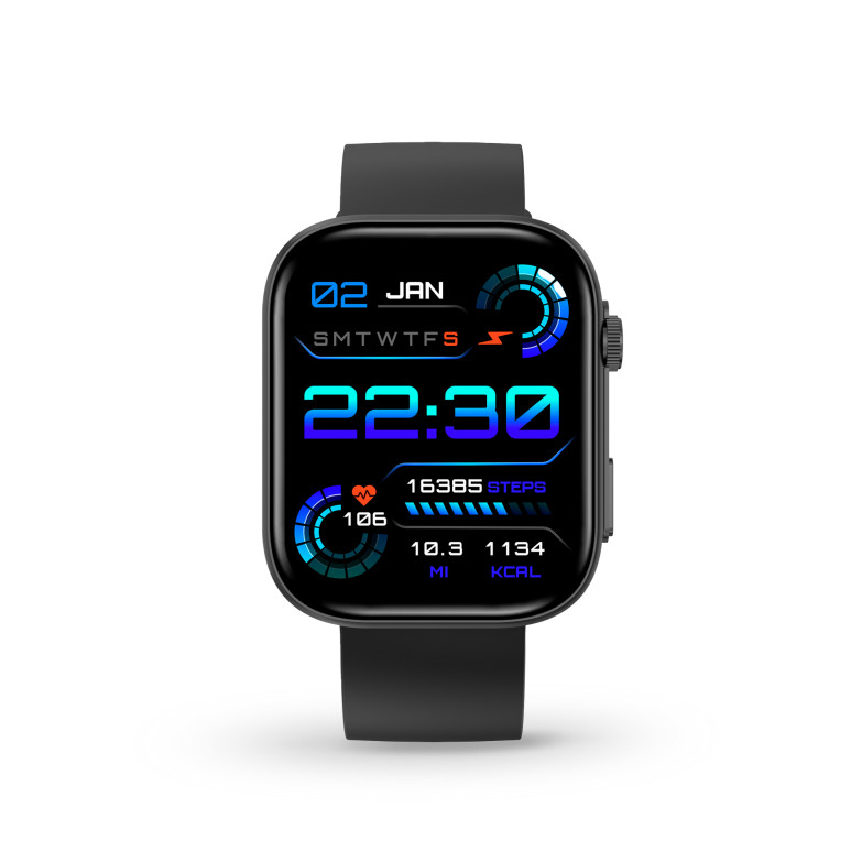Contact Smartwatch, 2,01” IPS display, 5 days aut., Sport and health modes, Calls, Voice assistants, Submersible, Black