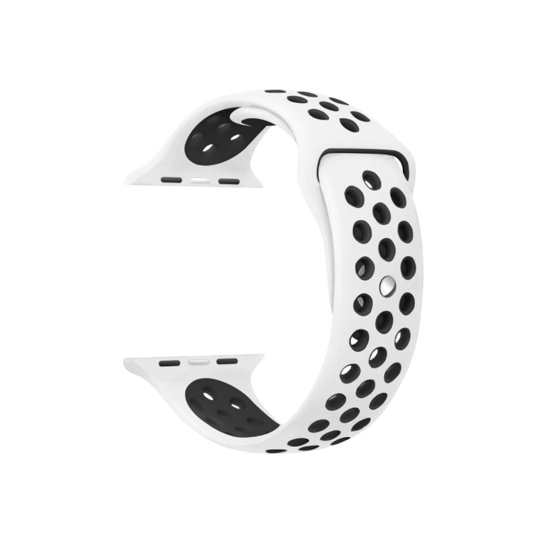 Interchangeable silicone strap compatible with Apple Watch 42/44/45mm and Ksix Urban 4 y Urban Plus, White and grey