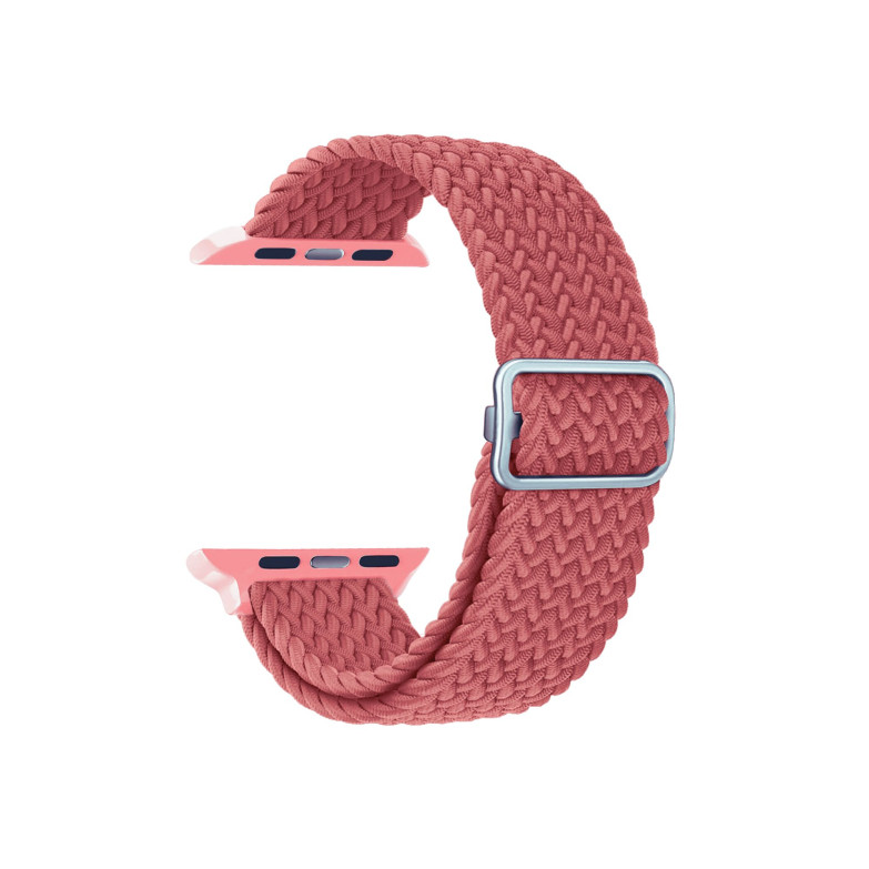 Interchangeable braided nylon strap compatible with Apple Watch 42/44/45mm  and Ksix Urban 4 y Urban Plus, Coral