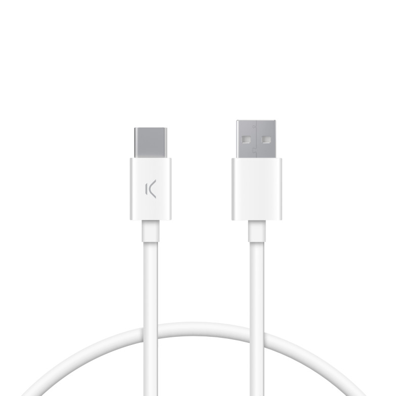 USB-A to USB-C Ksix 12 W charge and data cable, 1 m, White
