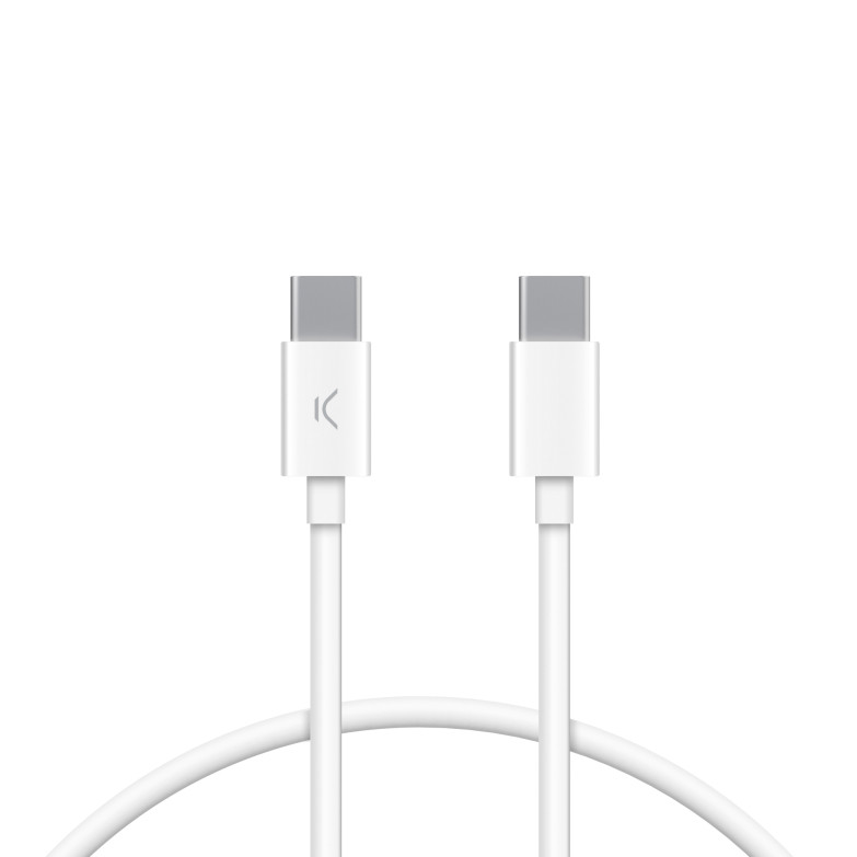 USB-C to USB-C Ksix 12 W charge and data cable, USB 3.0, 1 m, White