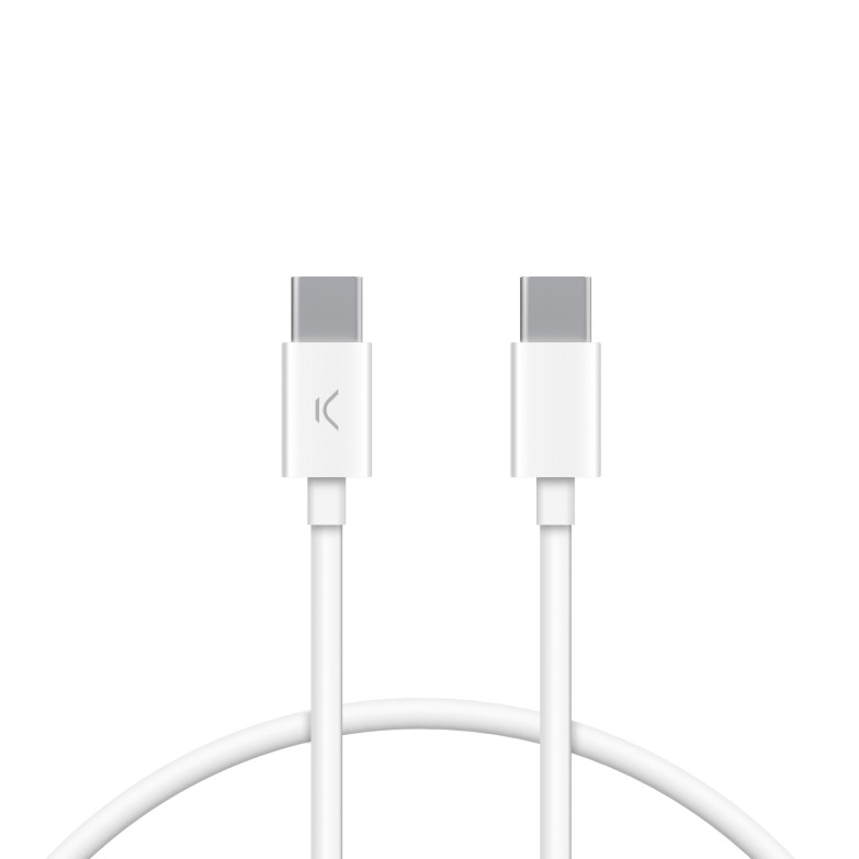 USB-C to USB-C Ksix 20 W charge and data cable, USB 3.0, 1 m, White