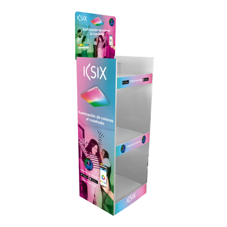 Expositor para plafón Ksix Twilight, Automontaje en 12 segundos, Cartón 100% reciclable, 148 x 56 x 50 cm, Capacidad 10 uds