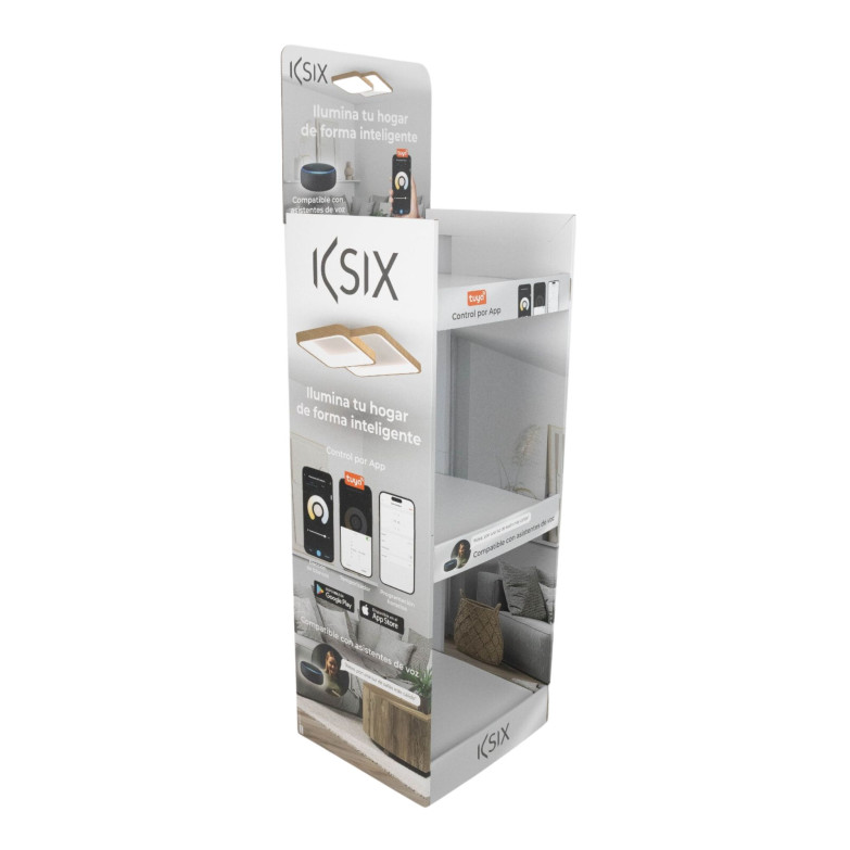 Expositor para plafón Ksix Phenomena, Automontaje en 12 segundos, Cartón 100% reciclable, 148 x 56 x 50 cm, Capacidad 10 uds