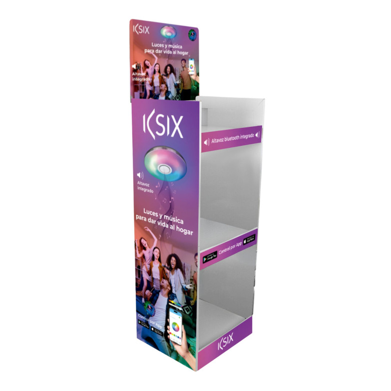 Expositor para plafón Ksix Aura,Automontaje en 12 segundos, Cartón 100% reciclable, 148 x 56 x 50 cm, Capacidad 10 uds