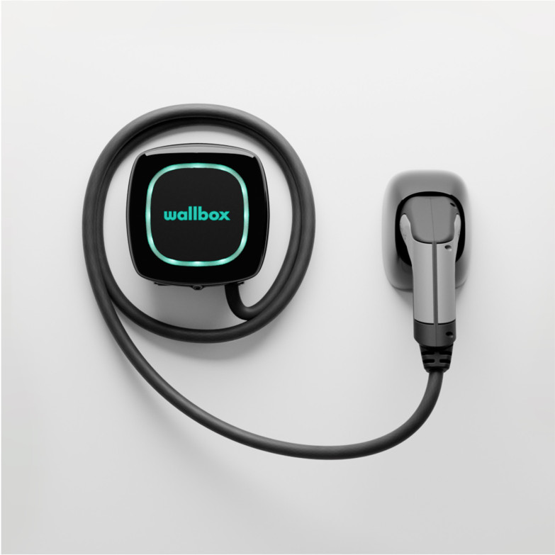 Wallbox Pulsar EV Charger, 7.4KW, Type 2, 1-phase, 7m cable, App Included, with Power Sharing, Black