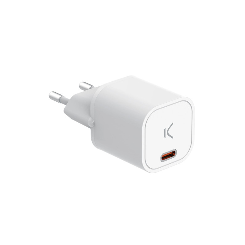 Cargador de red mini Ksix GaN 30 W, PPS, Power Delivery, Carga rápida, Puerto USB-C, Blanco