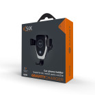 Soporte universal móvil KSIX para coche con rejilla, carga inalámbrica 15W, Carga rápida, Cierre por gravedad, Fijación Pinza