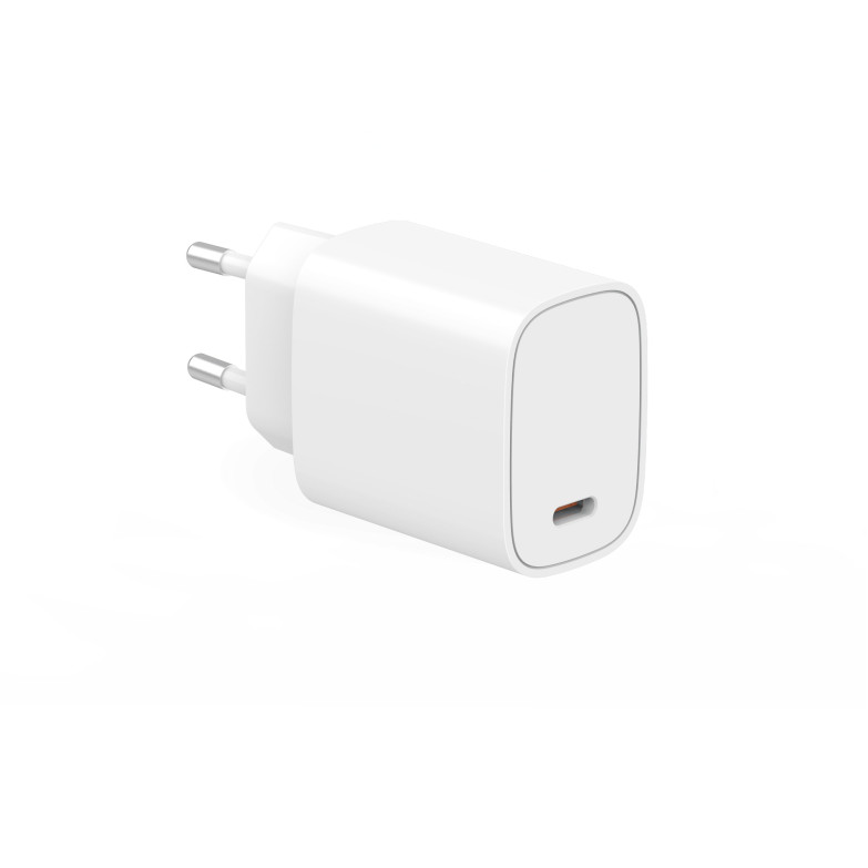 Cargador de red Contact 20 W, PPS, Power Delivery, Carga rápida, Puerto USB-C, Blanco