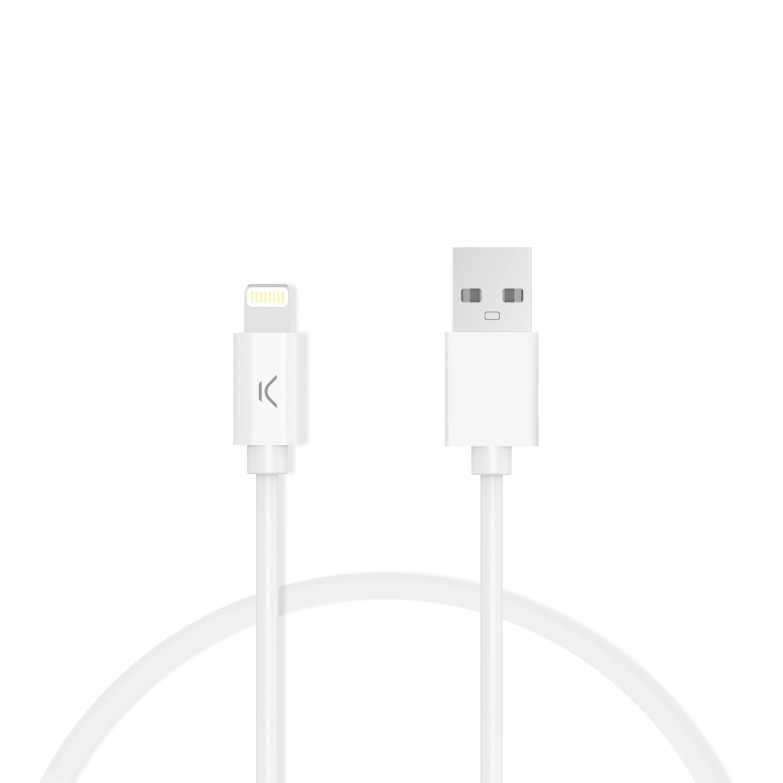 Cable de carga y datos USB-A a Lightning Ksix 12 W, Made For iPhone, 1 m, Blanco