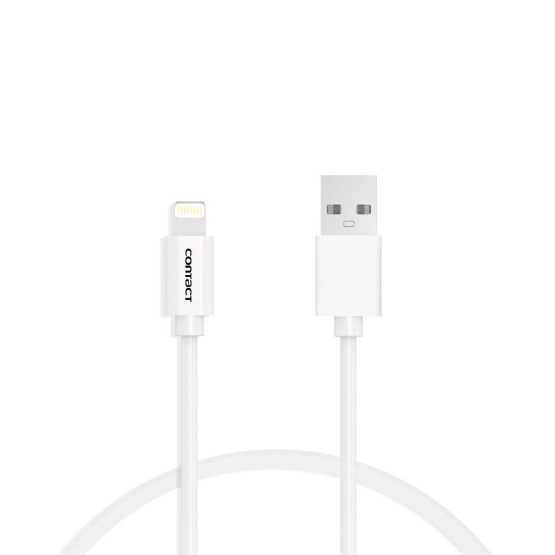 Cable de carga y datos USB-A a Lightning Contact 12 W, Made For iPhone, 1 m, Blanco