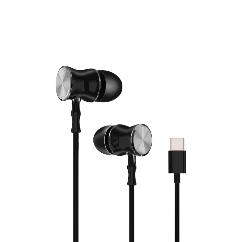 Auriculares con cable Ksix, USB-C, Compatible Android + iPhone 15 y post.,  Llamadas, Botón multifunción, Negro