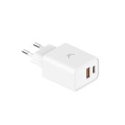 KSIX 30W wall charger, PPS, Power Delivery, Ultra fast charge, Multiport 1 x USB-C + 1 x USB-A, White