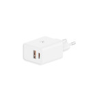 KSIX 30W wall charger, PPS, Power Delivery, Ultra fast charge, Multiport 1 x USB-C + 1 x USB-A, White