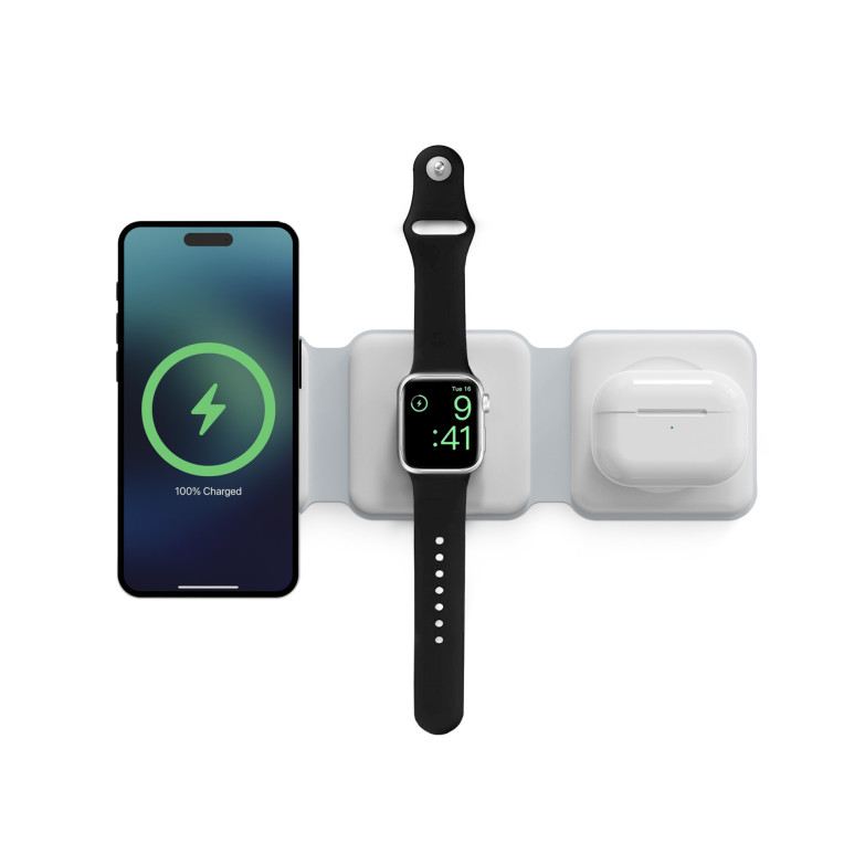 Base de carga inalámbrica plegable 3 en 1 para iPhone 15 14, estación de  carga rápida magnética para Apple Watch S9