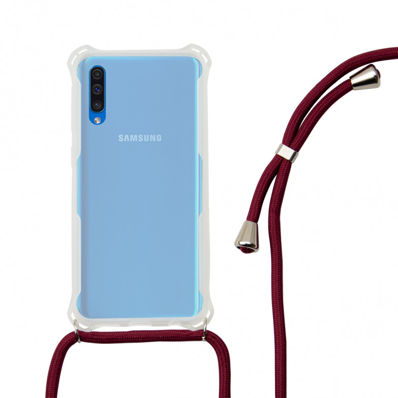 Funda con cordón para Samsung Galaxy A50, Galaxy A30S, Flexible, Rojo