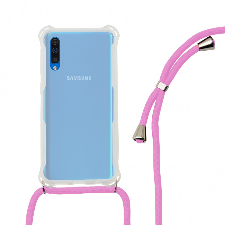 Funda con cordón para Samsung Galaxy A50, Galaxy A30S, Flexible, Rosa